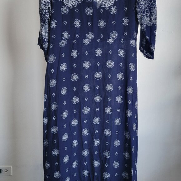 Biubiu Women’s Long Wrap Short Sleeve Navy Blue Boho Bohemian Maxi Dress (Size: - Picture 8 of 15